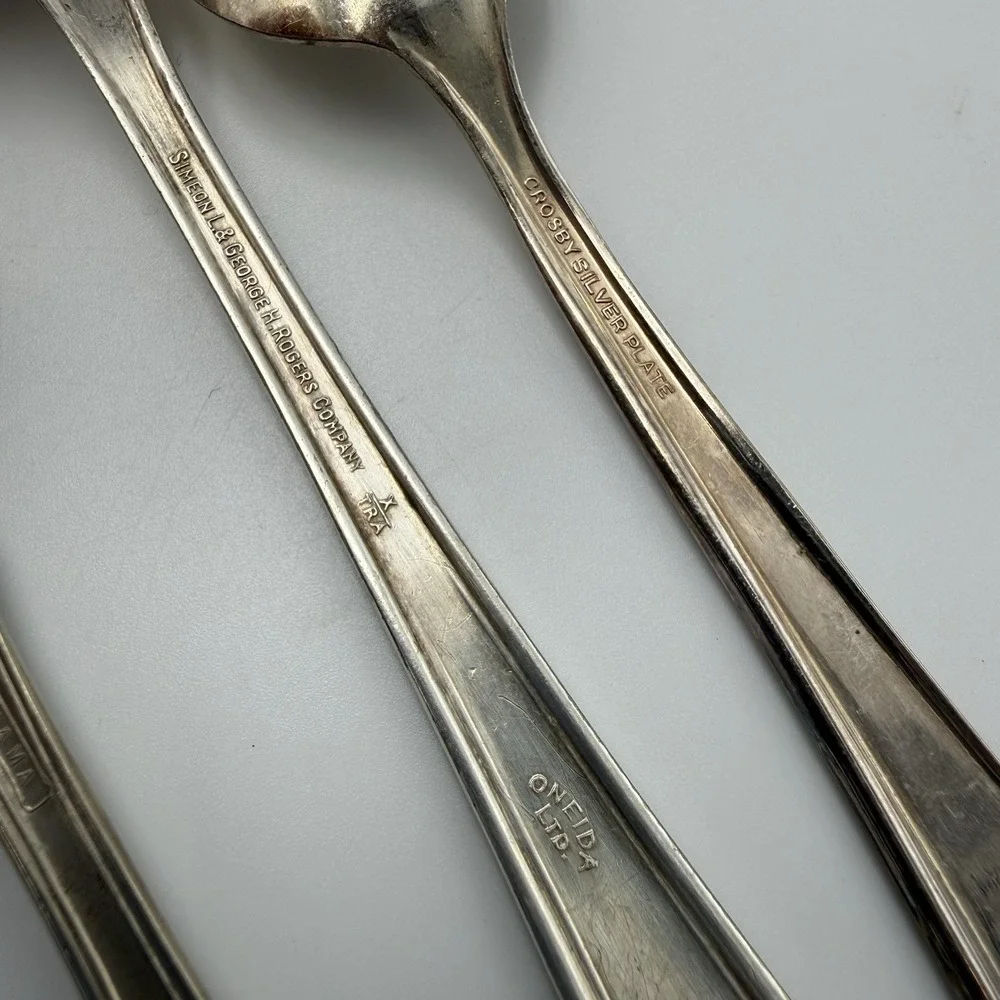 Vtg Silver Plated Flatware Mixed Lot Antique Crosby Oneida Rogers Panama Fork